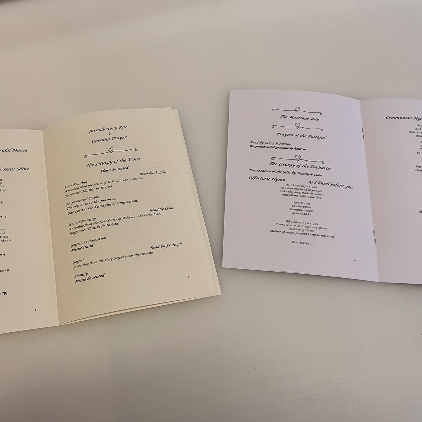 Order of Service stapled booklet