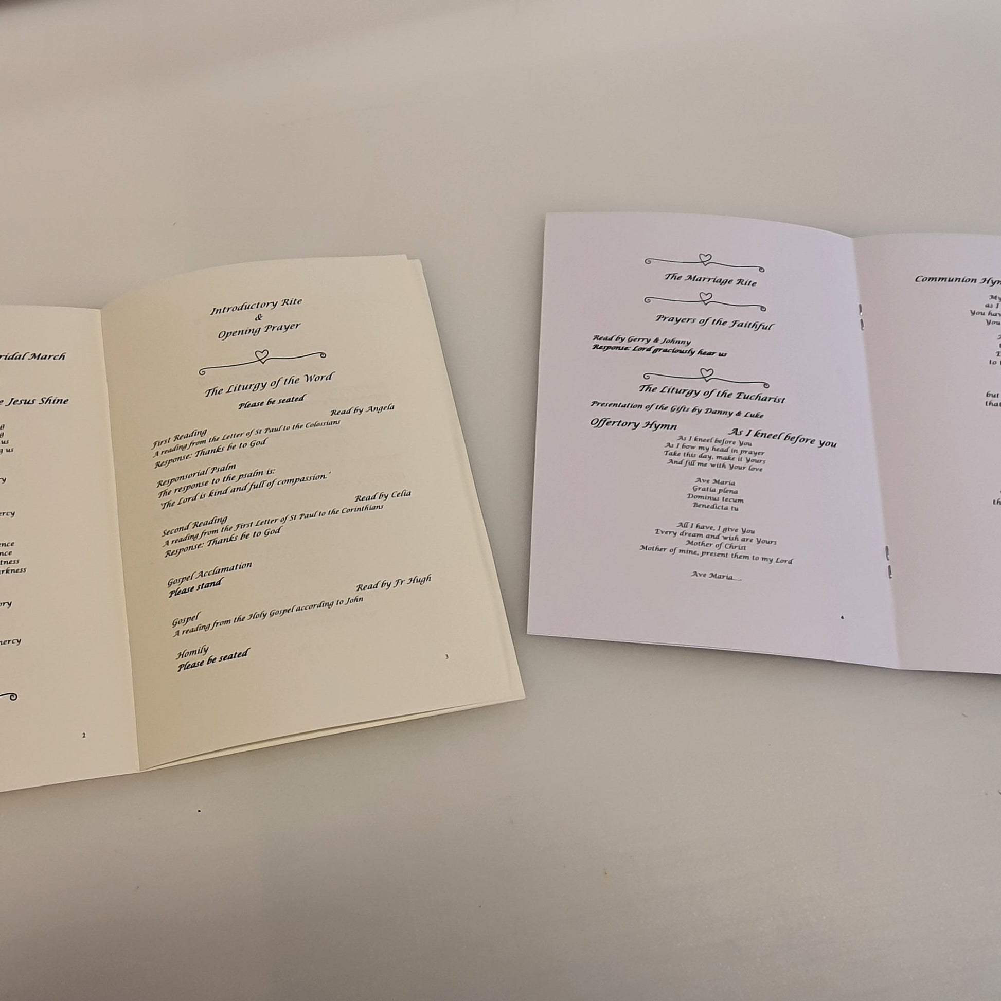 Order of Service stapled booklet