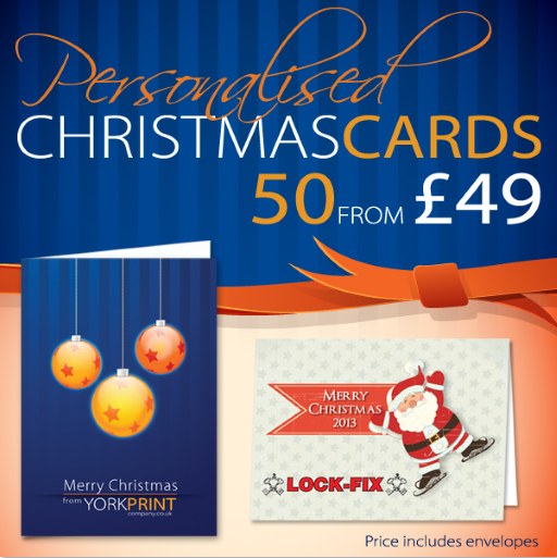 Personalised Christmas cards from York Print – 50 cards from £49, price includes envelopes